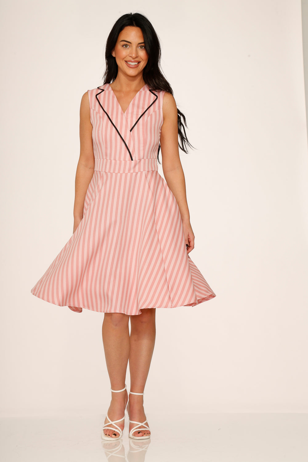  Pink Stripe Swing Dress