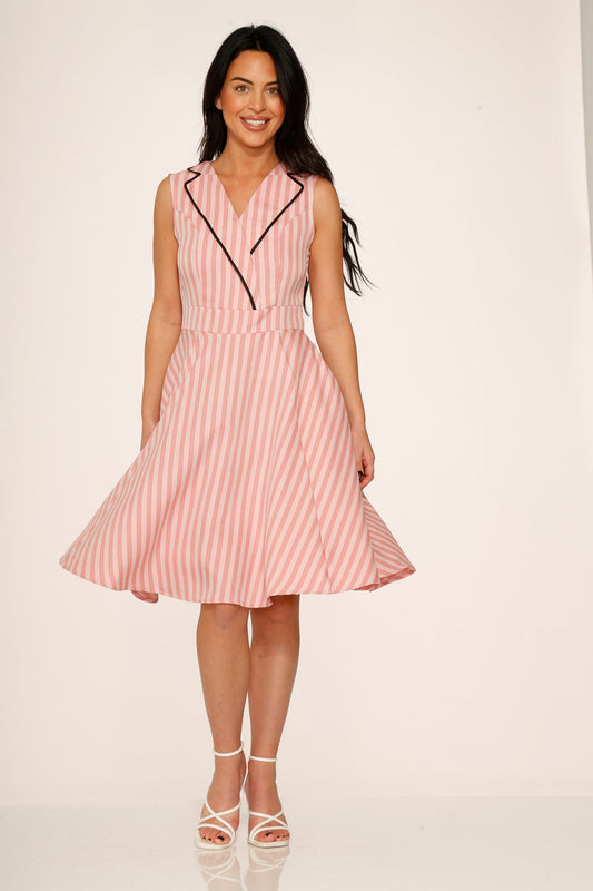  Pink Stripe Swing Dress