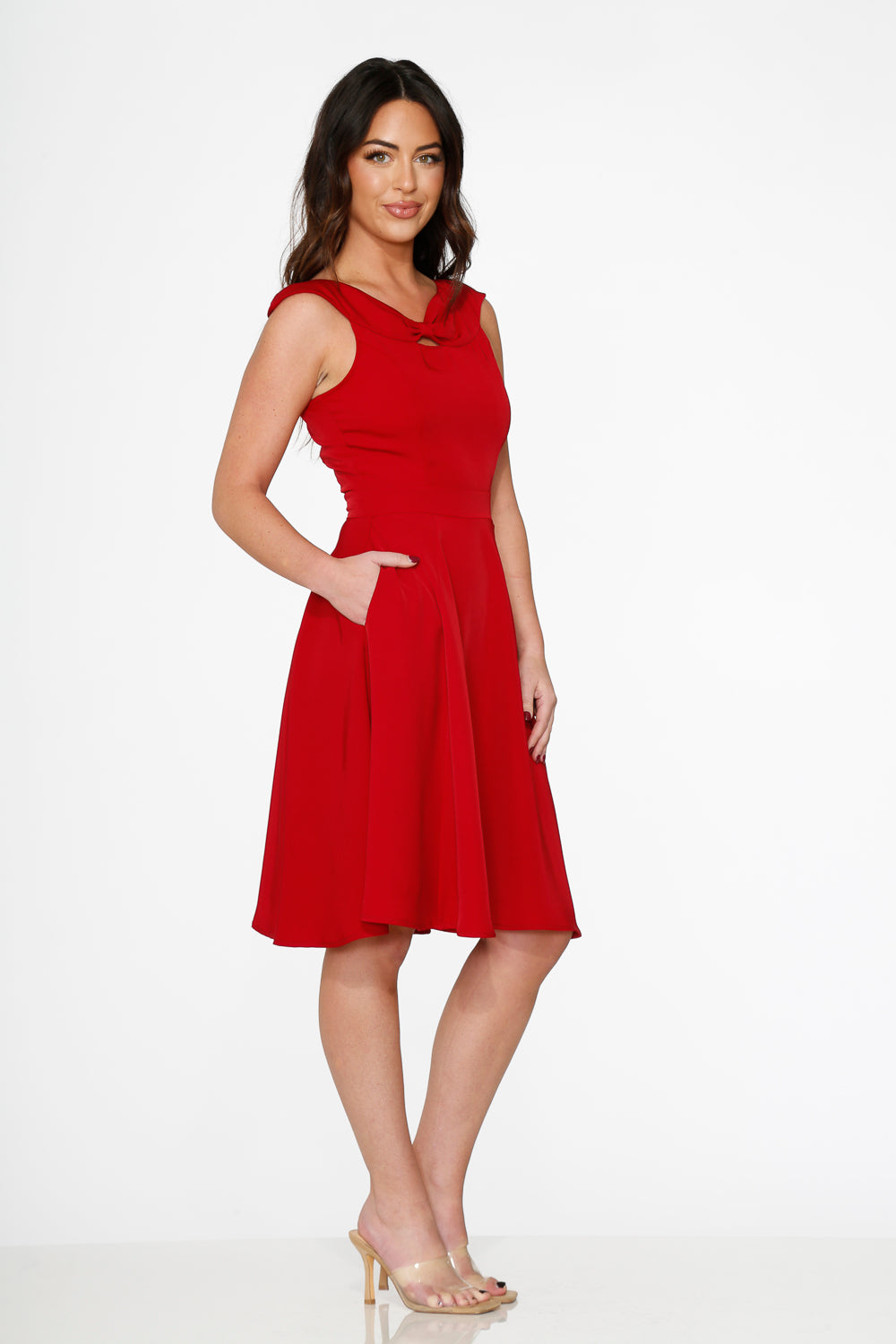  Red Occasional Swing Dress