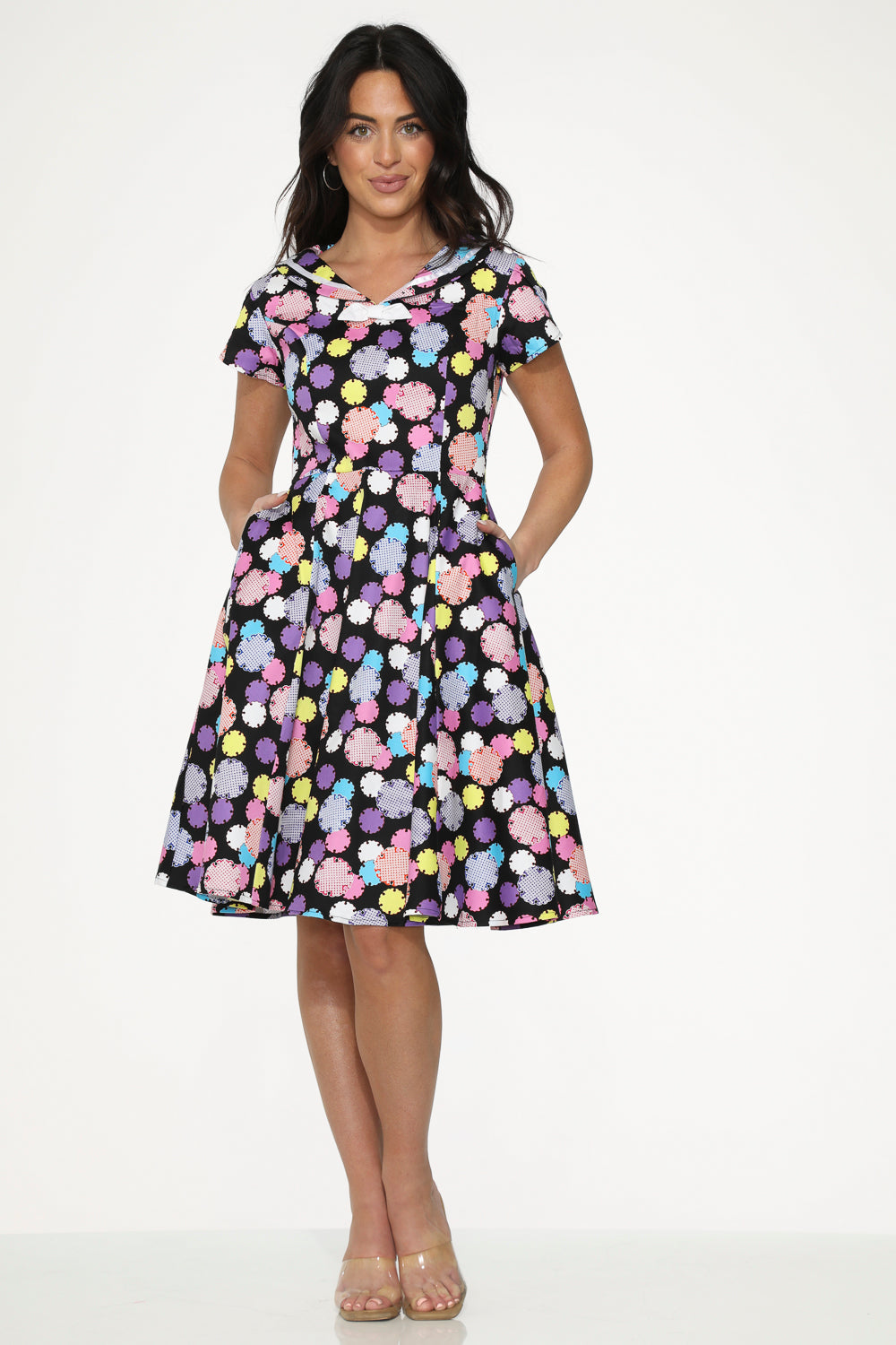  Black & Purple Swing Dress