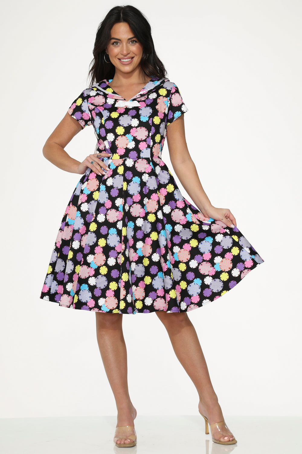 Black & Purple Swing Dress