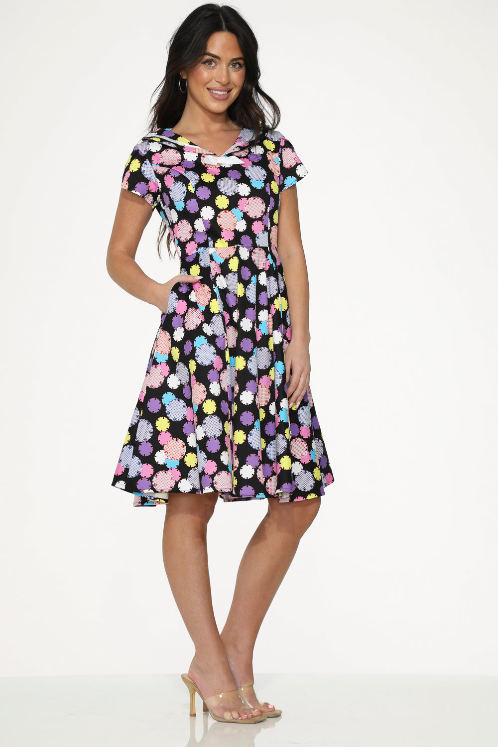  Black & Purple Swing Dress