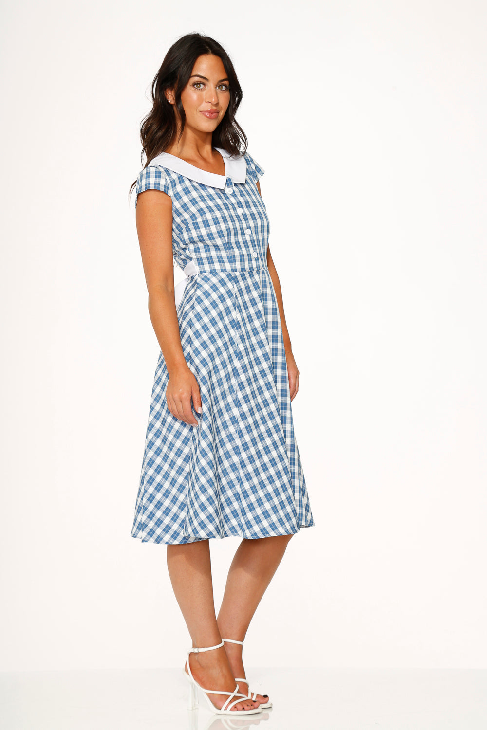  Blue Checker Swing Dress