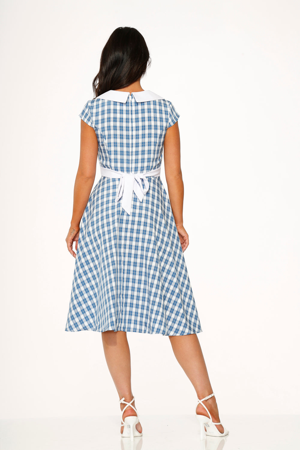  Blue Checker Swing Dress