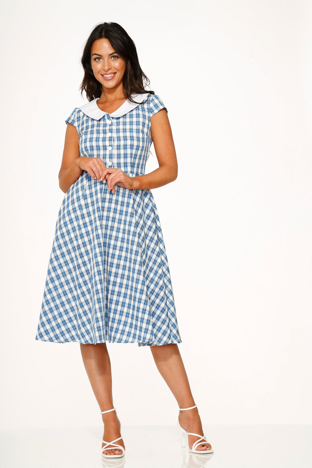  Blue Checker Swing Dress
