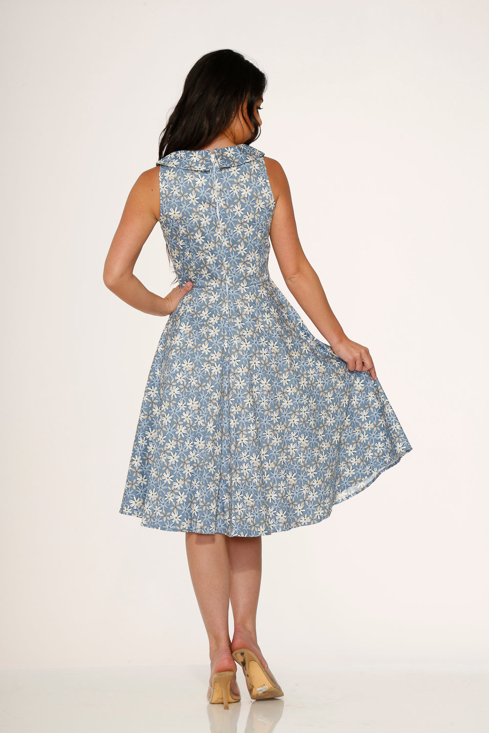  Blue Daisy Floral Swing Dress