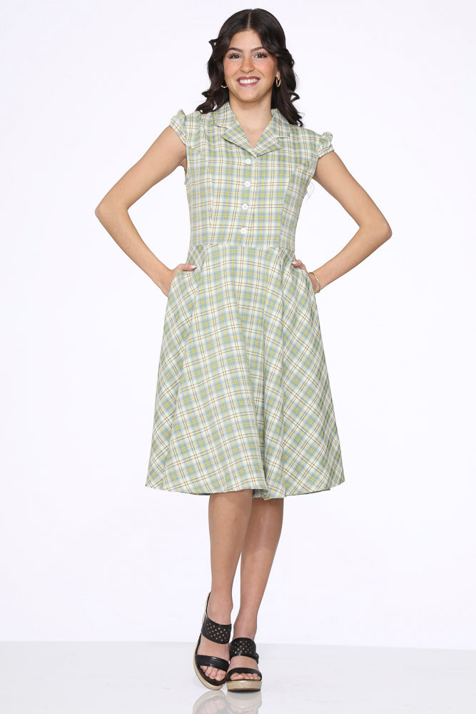  Green Plaid Swing Dress