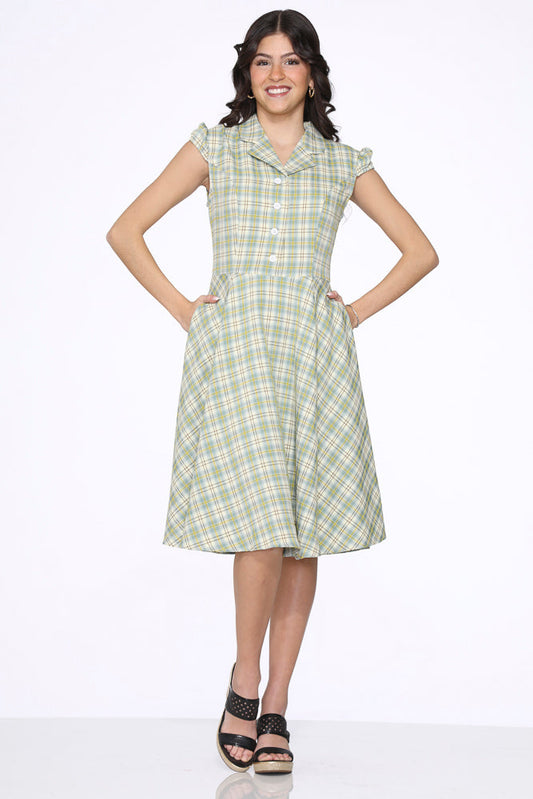  Green Plaid Swing Dress