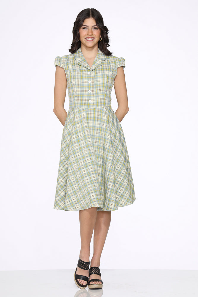  Green Plaid Swing Dress