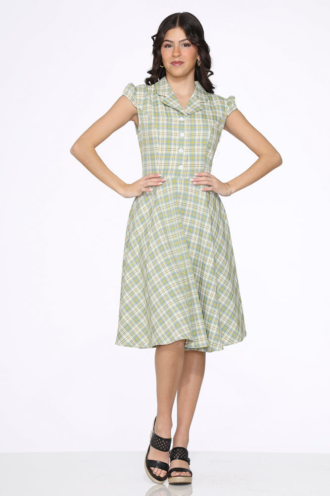  Green Plaid Swing Dress