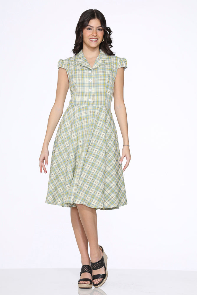 Green Plaid Swing Dress