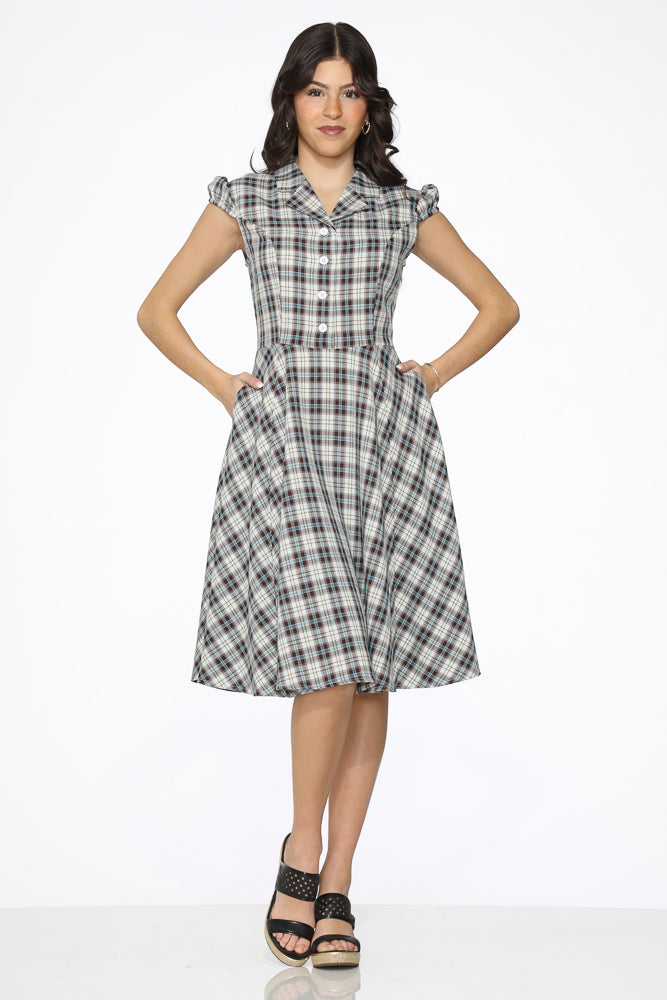  Black Plaid Swing Dress