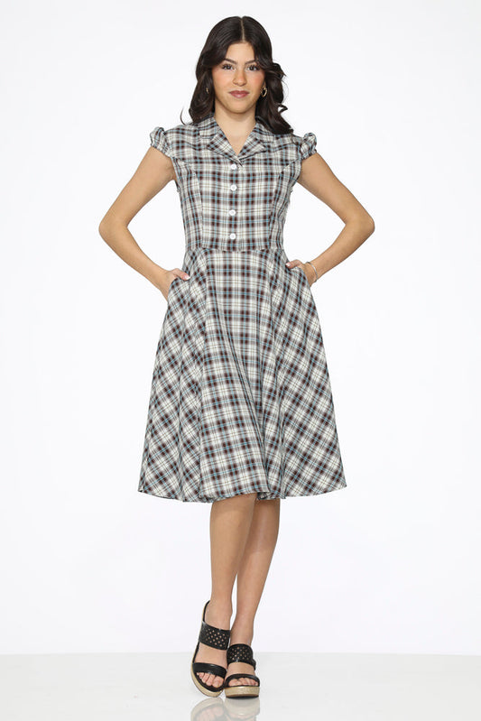  Black Plaid Swing Dress