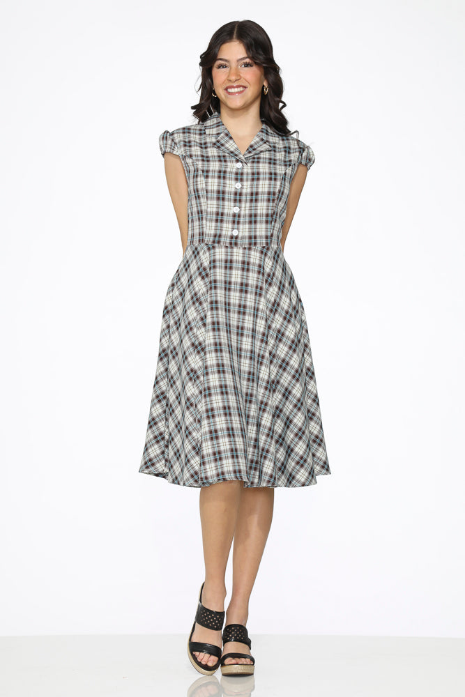  Black Plaid Swing Dress