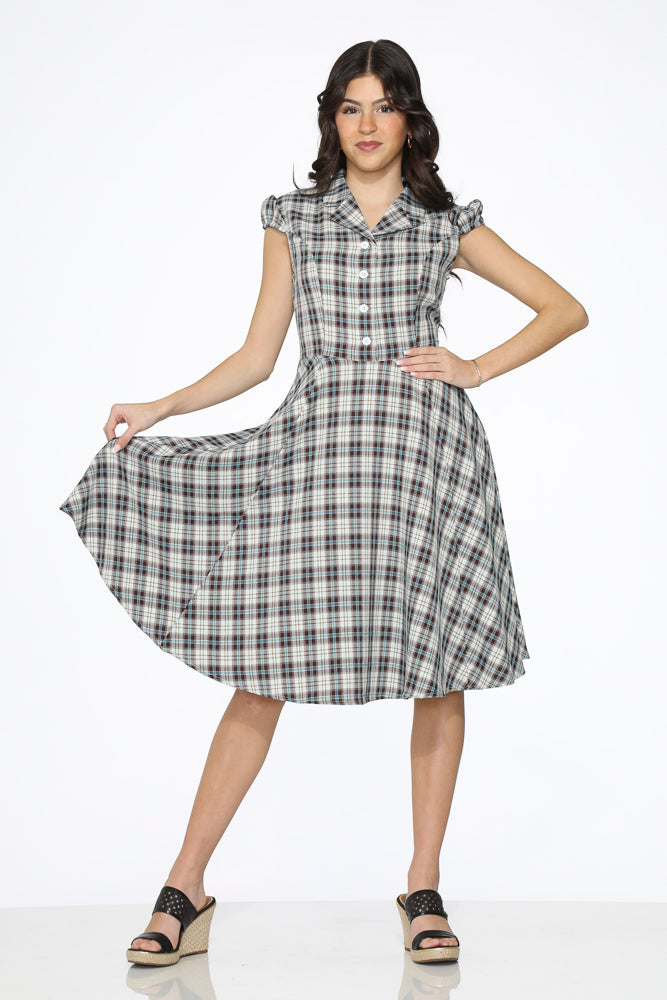  Black Plaid Swing Dress