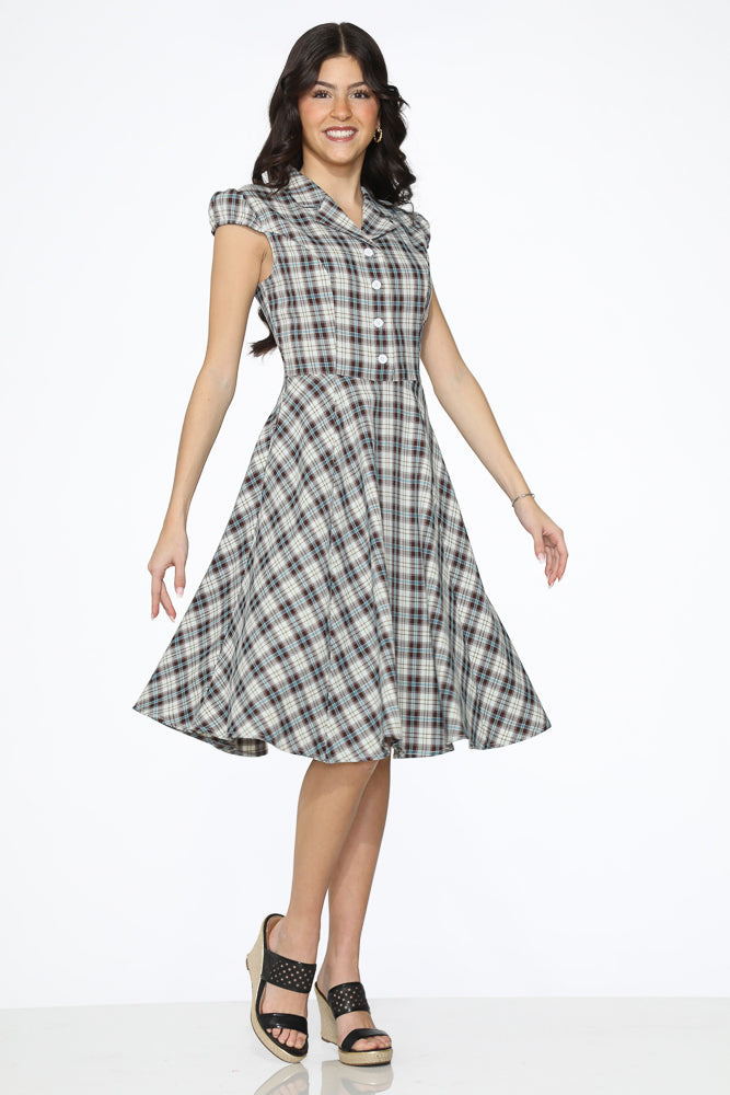  Black Plaid Swing Dress