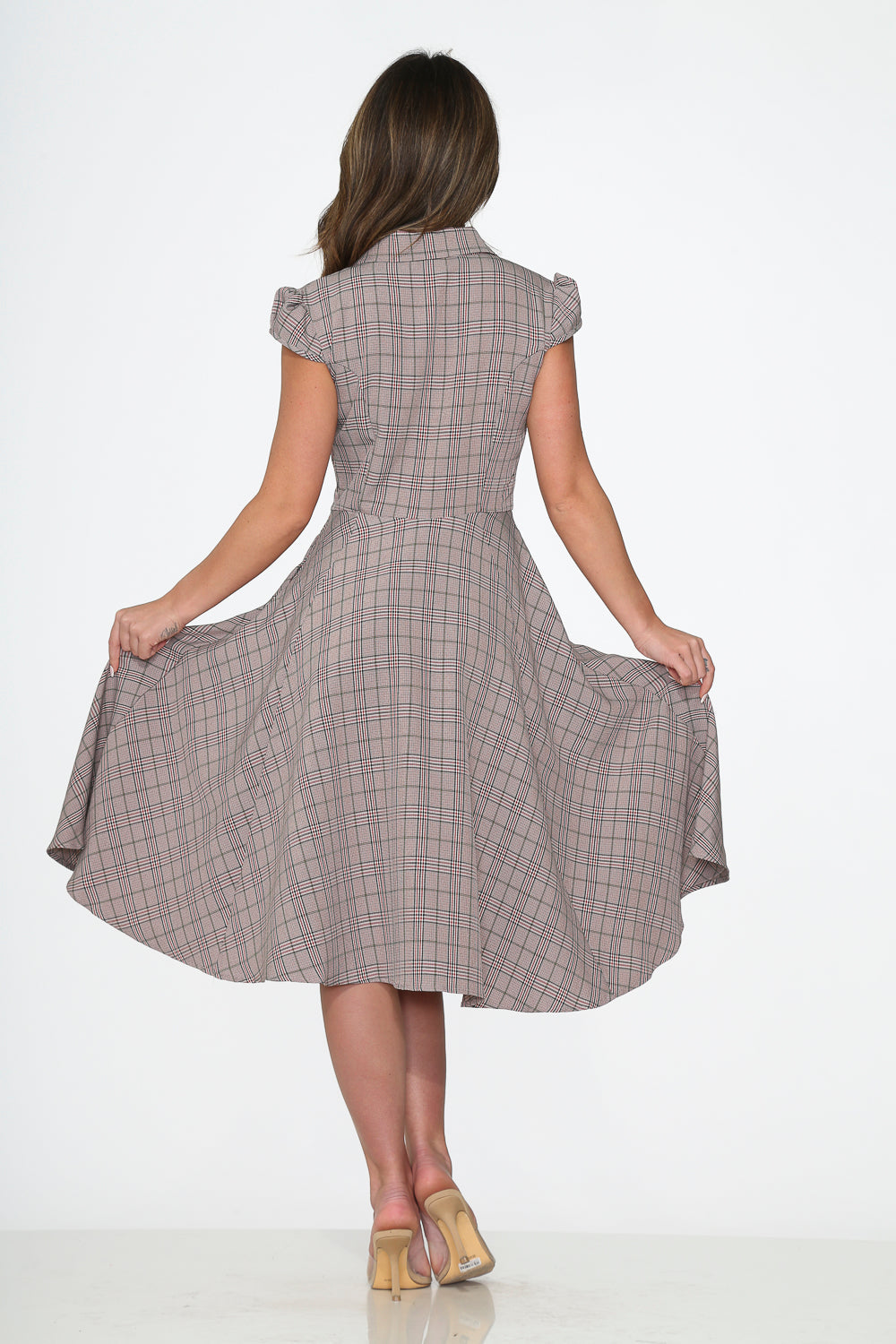  Brown Plaid Swing Dress