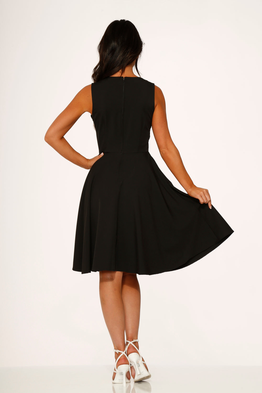  Black & White Piping Swing Dress
