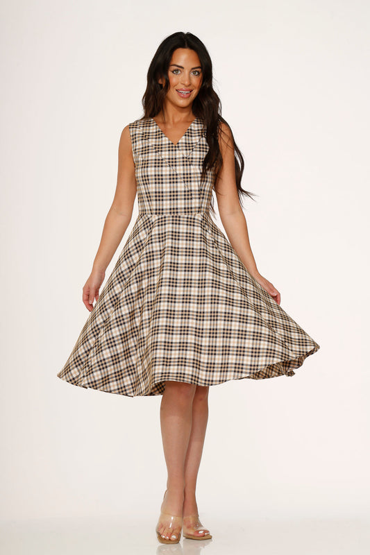  Yellow Plaid Swing Dress