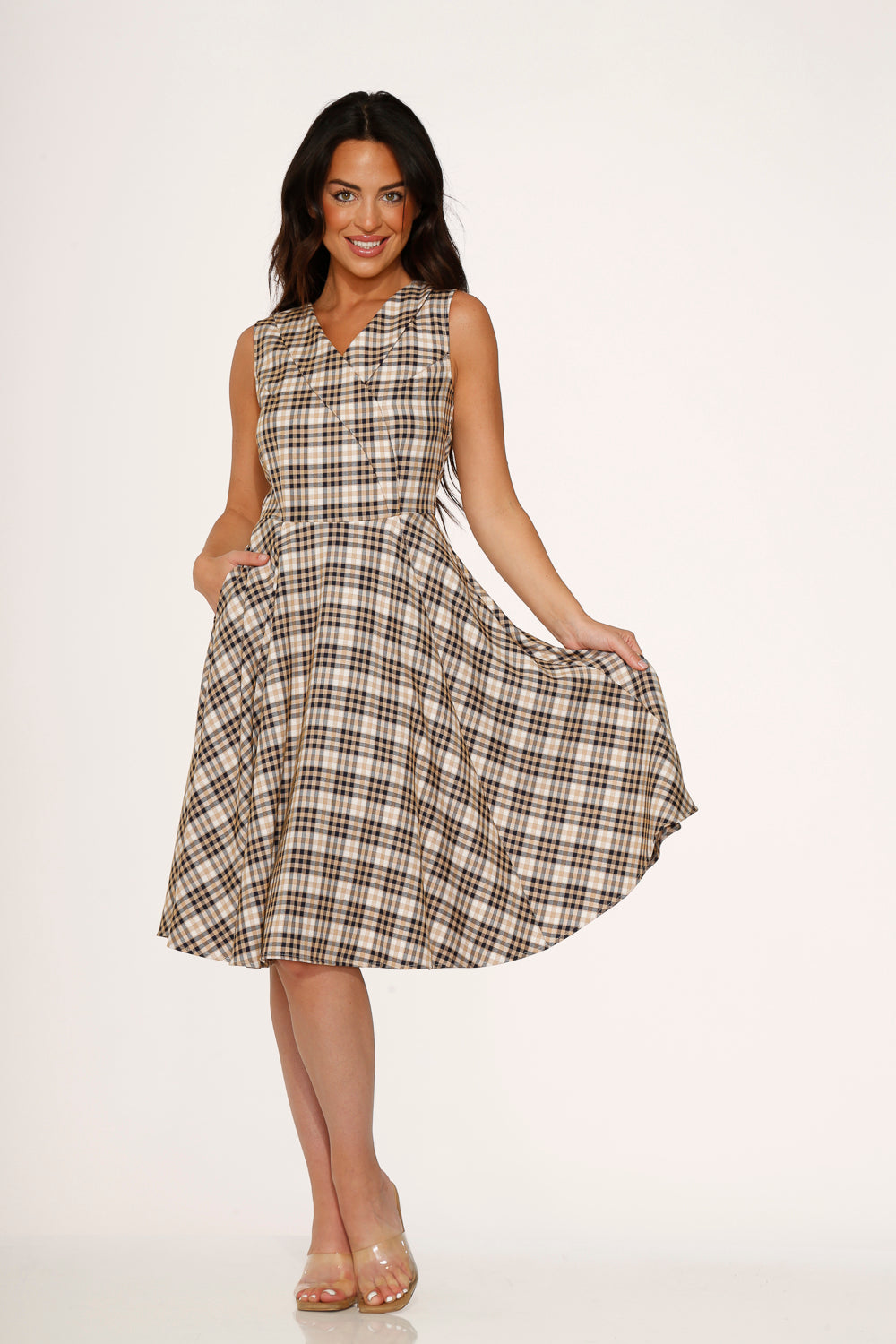  Yellow Plaid Swing Dress