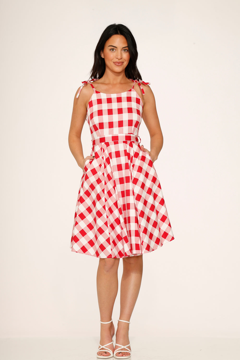  Red & White Picnic Swing Dress