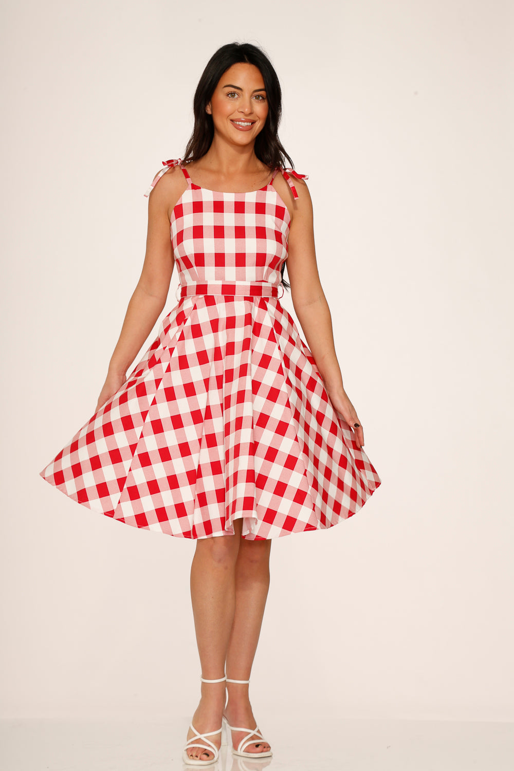 Red & White Picnic Swing Dress