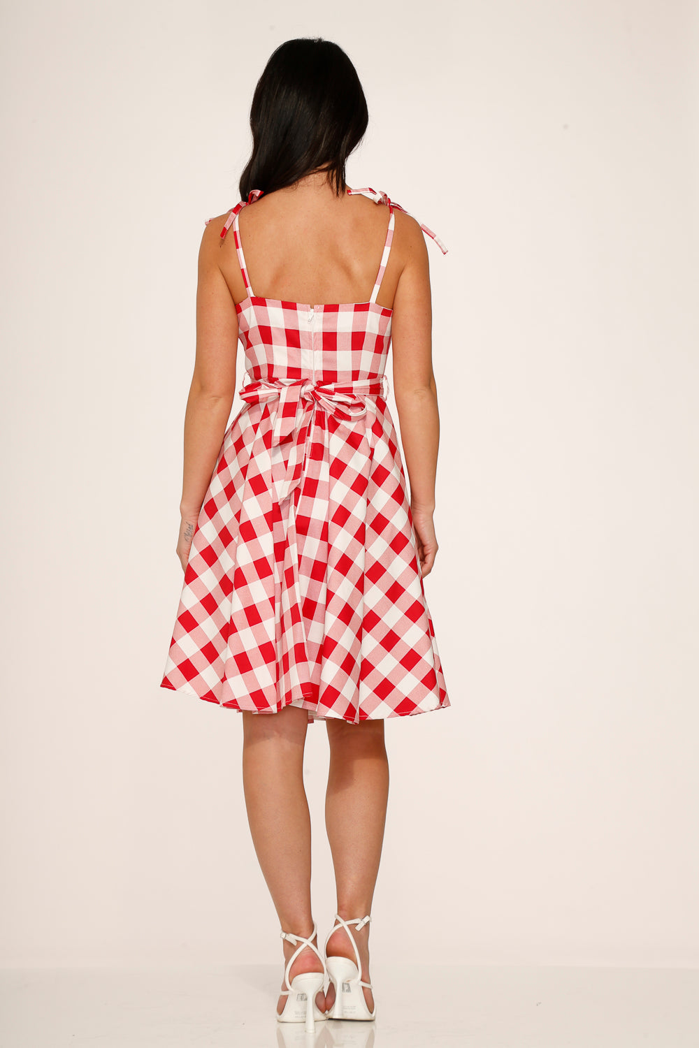  Red & White Picnic Swing Dress