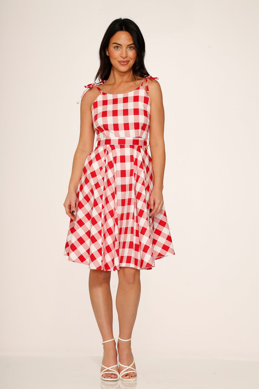  Red & White Picnic Swing Dress