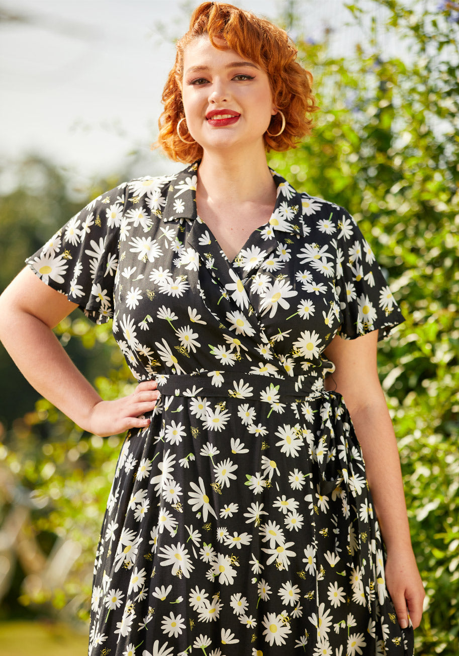  Just Wandering Camp Collar Wrap Dress