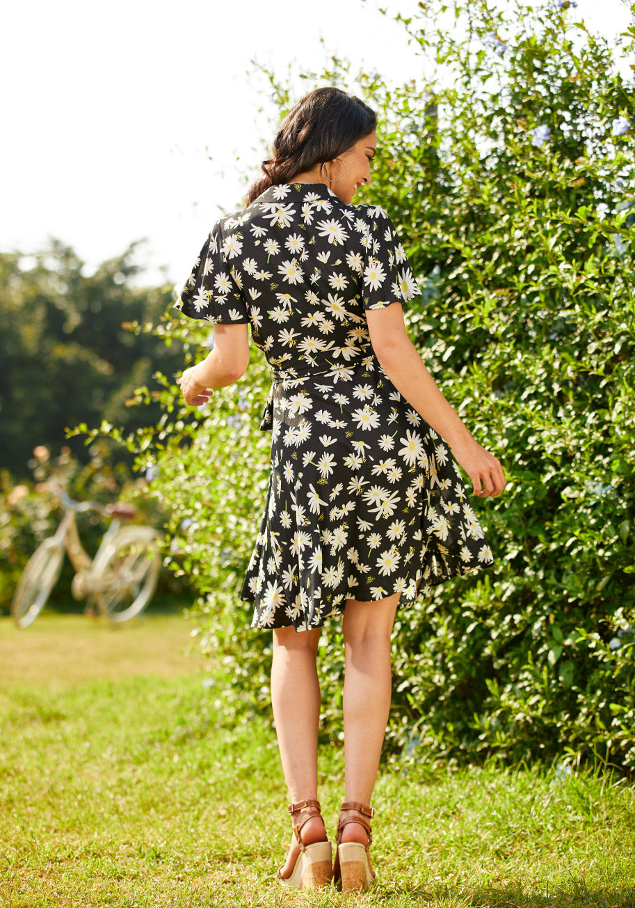  Just Wandering Camp Collar Wrap Dress