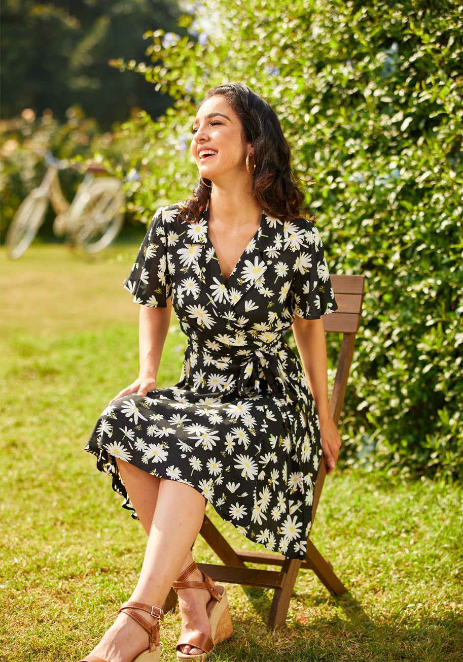  Just Wandering Camp Collar Wrap Dress