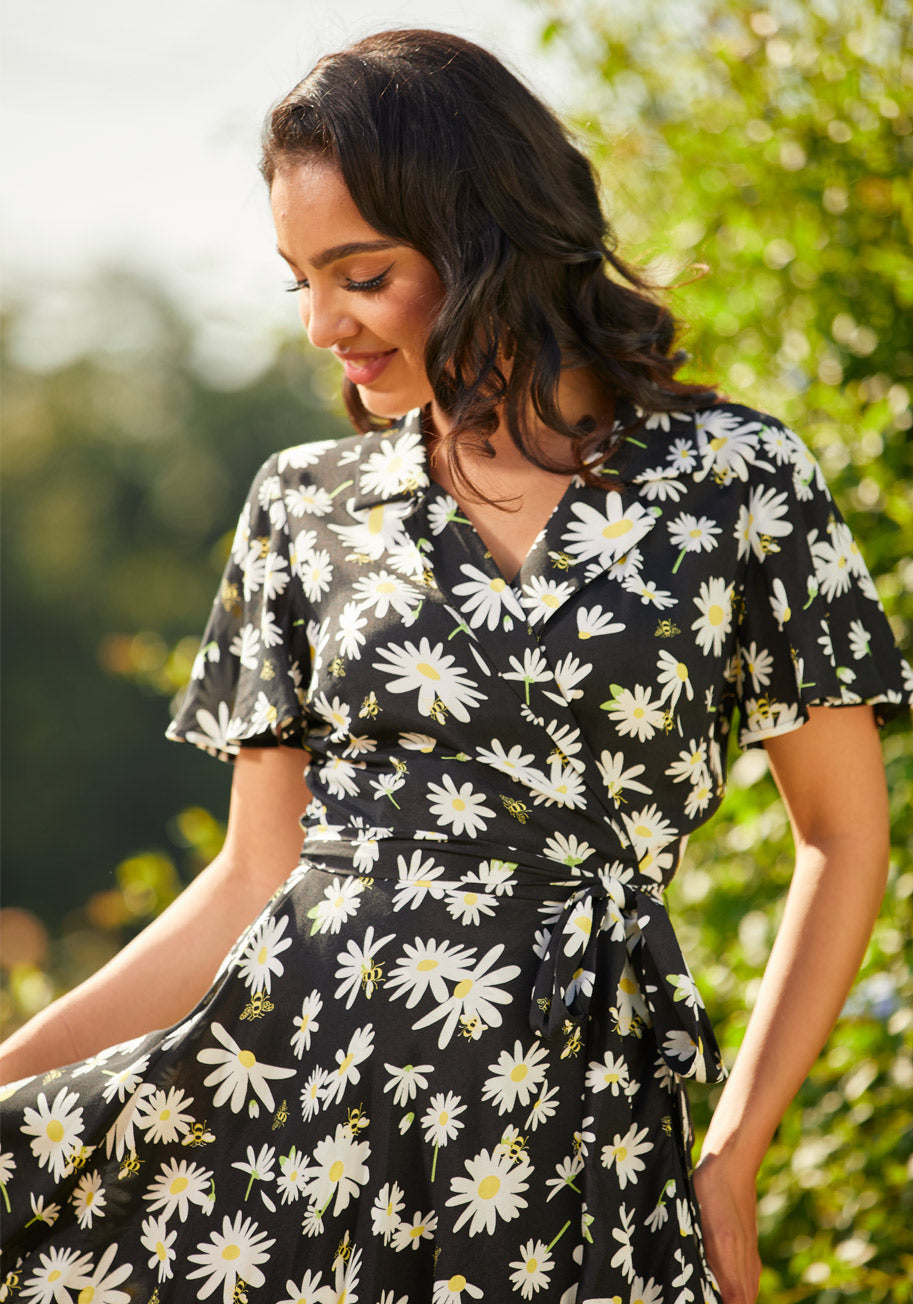  Just Wandering Camp Collar Wrap Dress