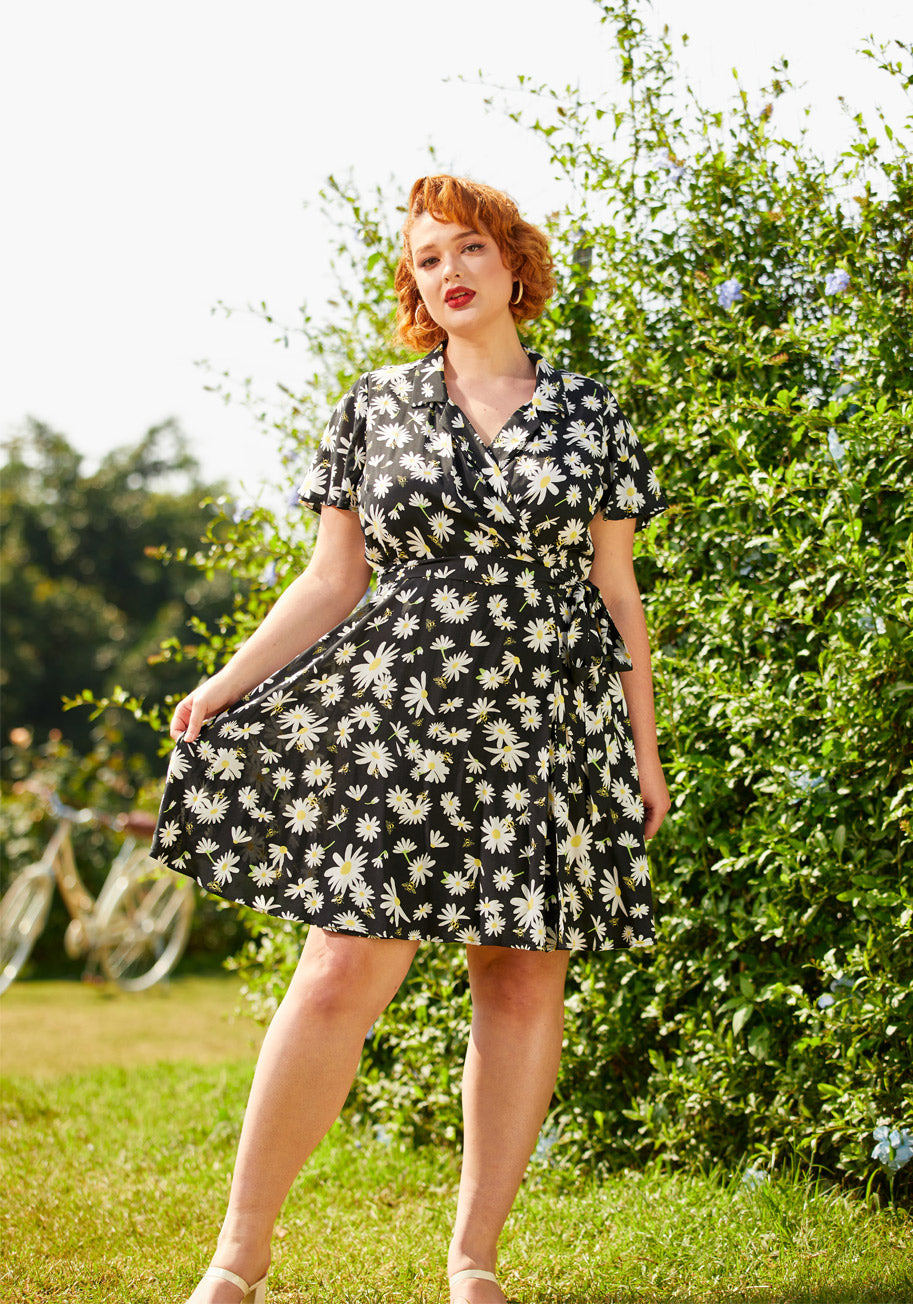  Just Wandering Camp Collar Wrap Dress