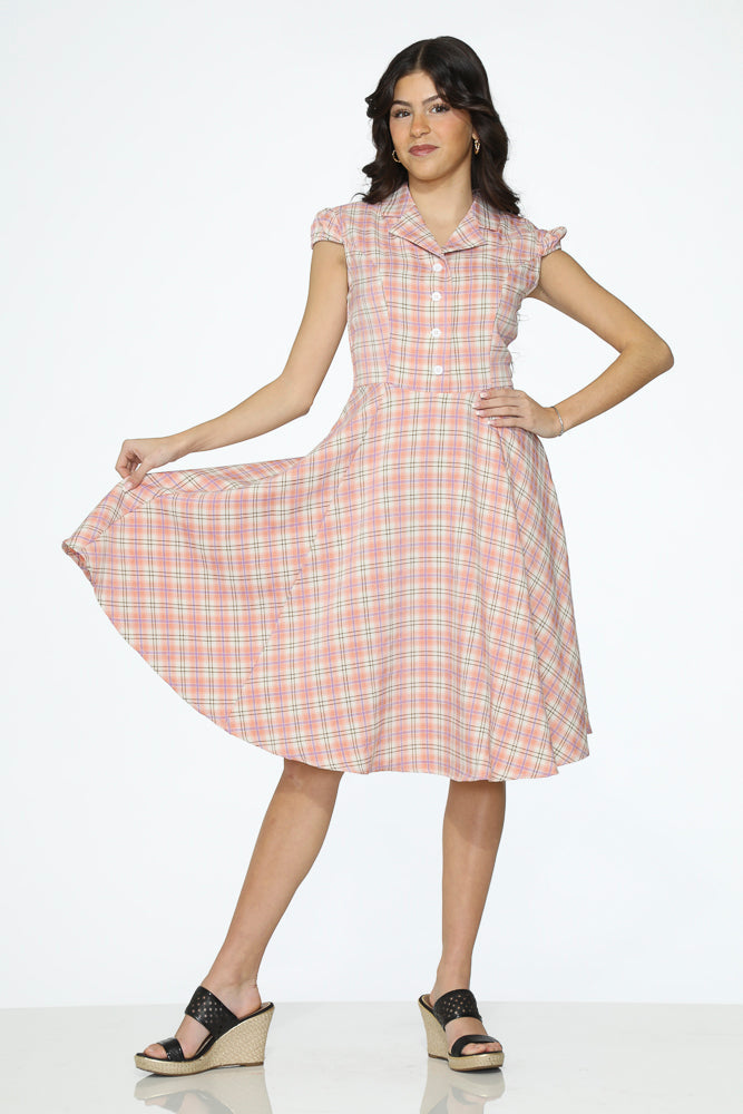  Pink Plaid Swing Dress