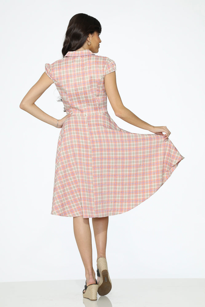 Pink Plaid Swing Dress