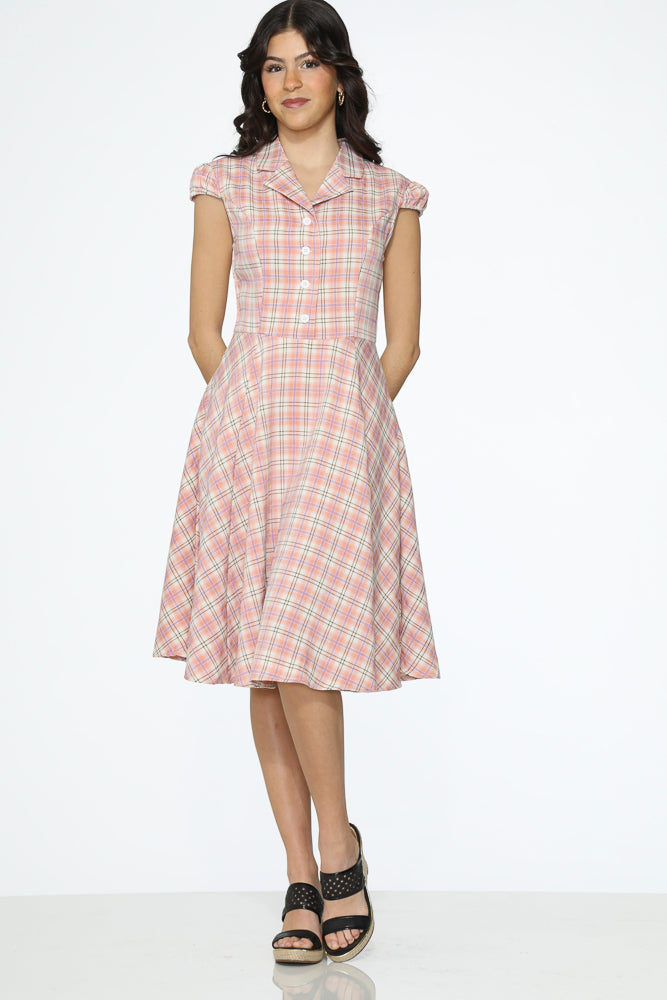  Pink Plaid Swing Dress
