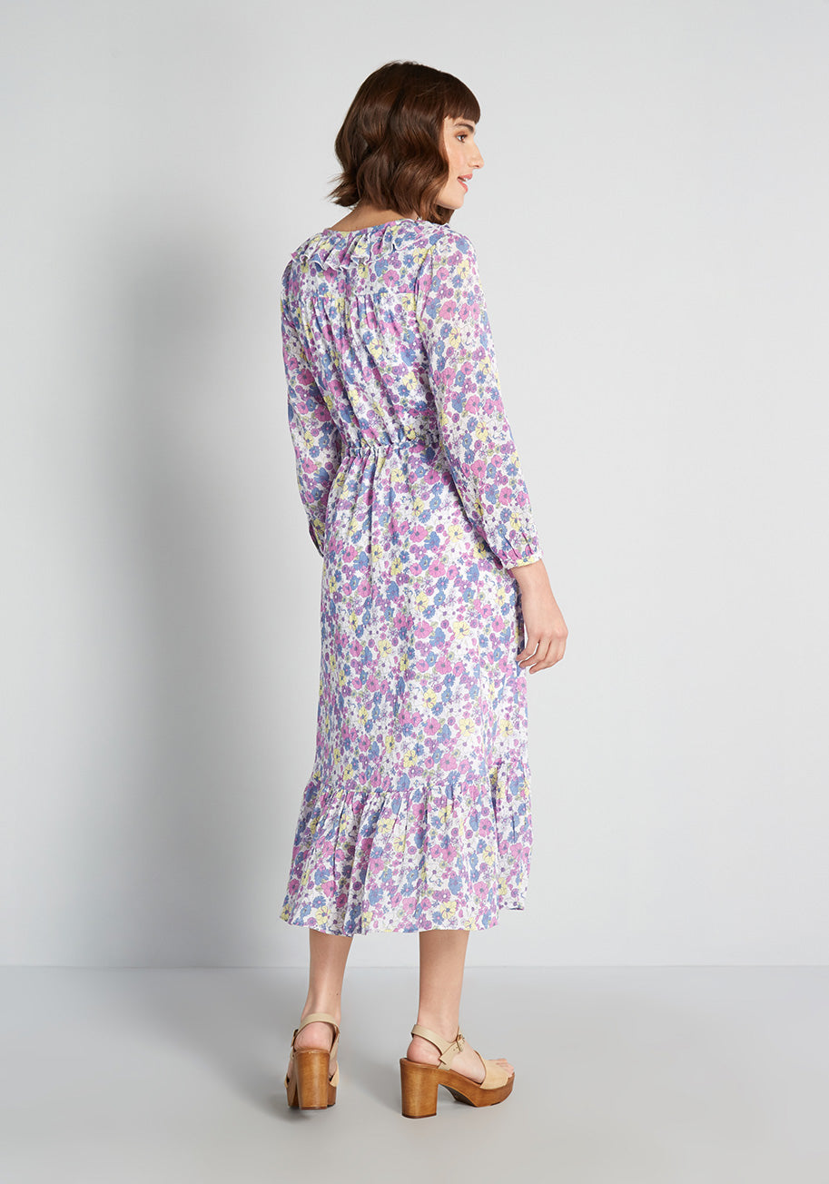  Ruffling For Flowers Midi Dress