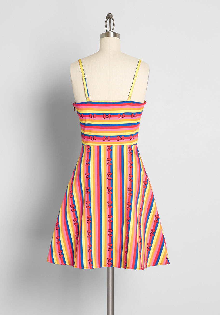  ModCloth X Hello Kitty Red Bows And Rainbows Fit And Flare Dress