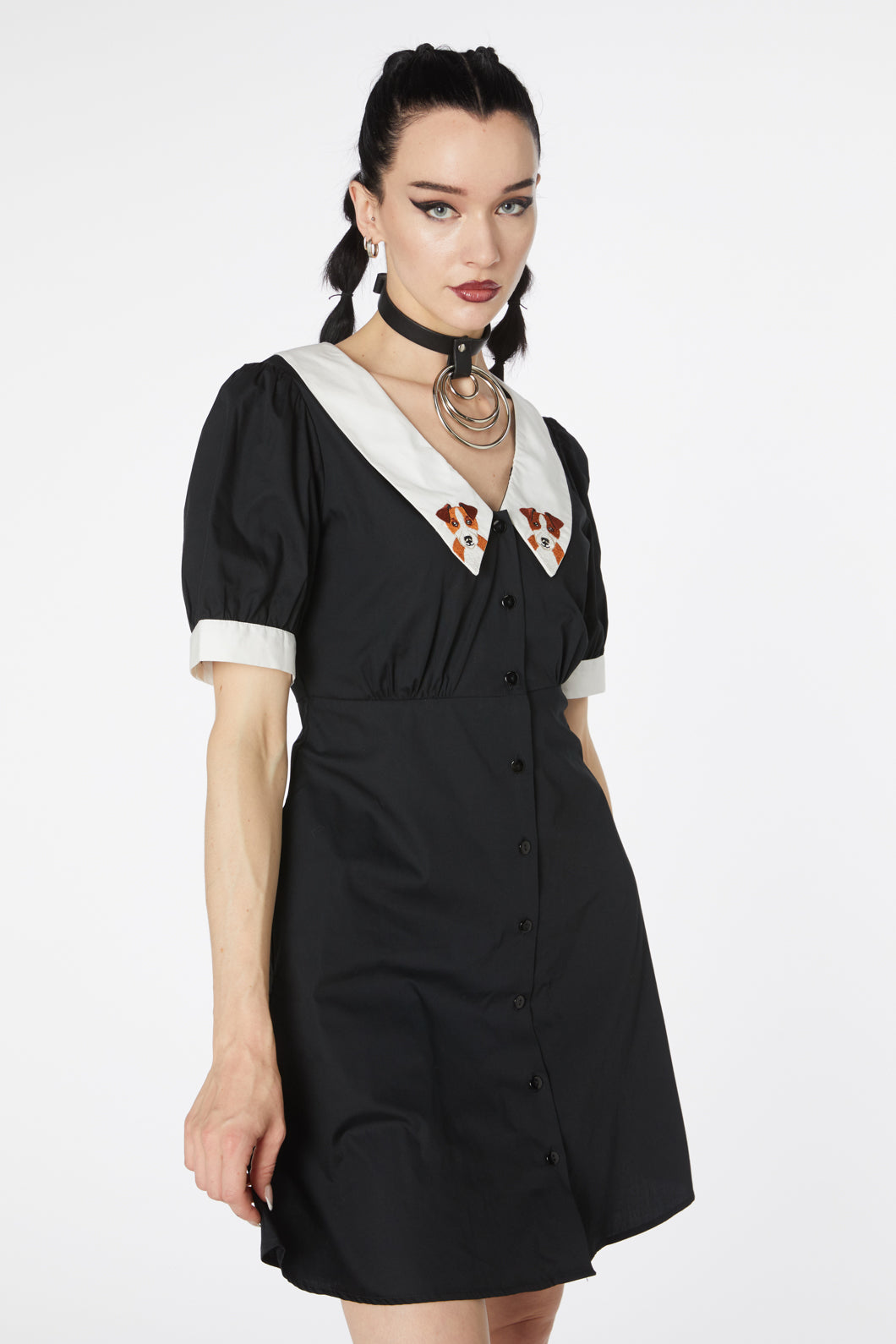  Puppy Embroidery Dress
