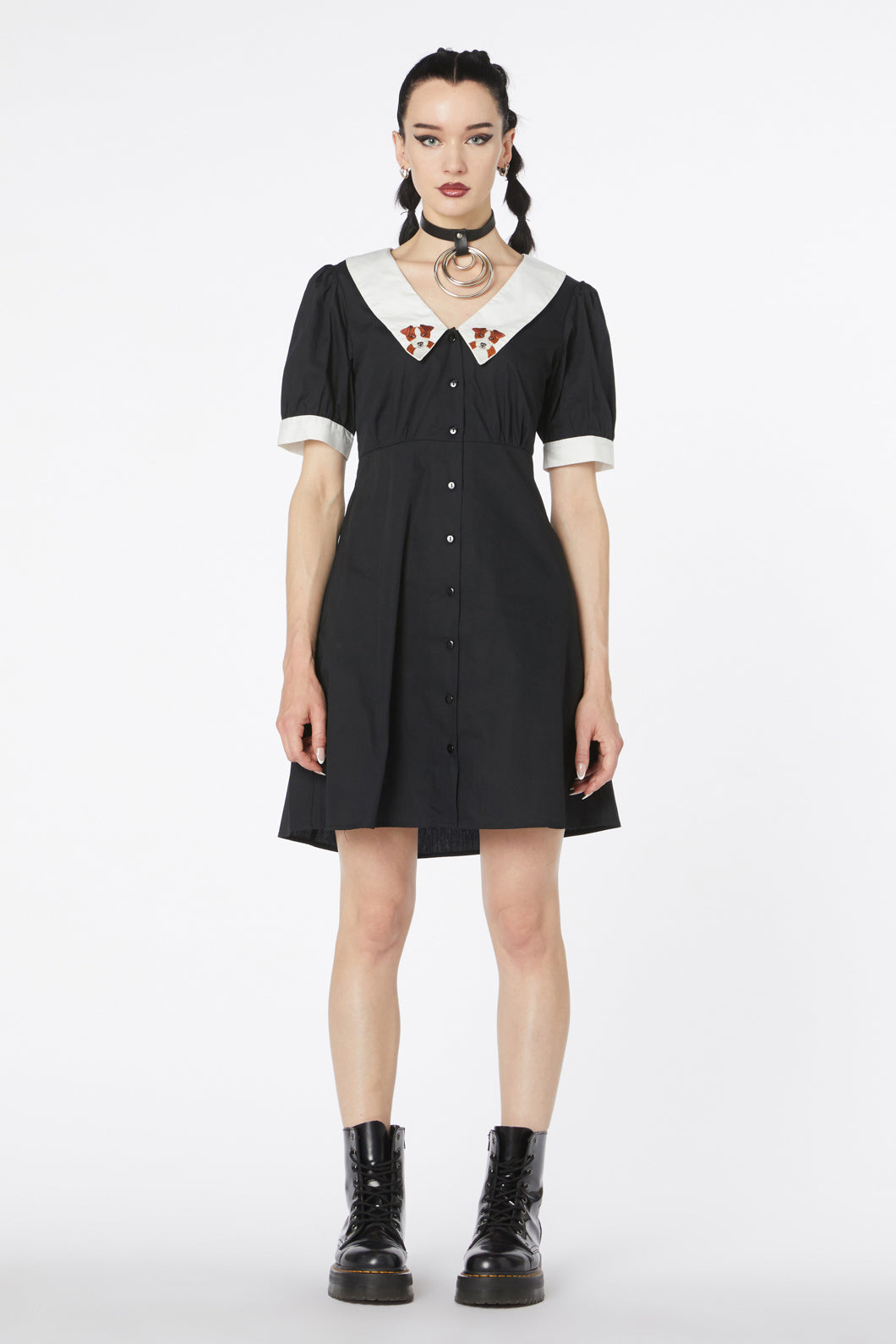  Puppy Embroidery Dress