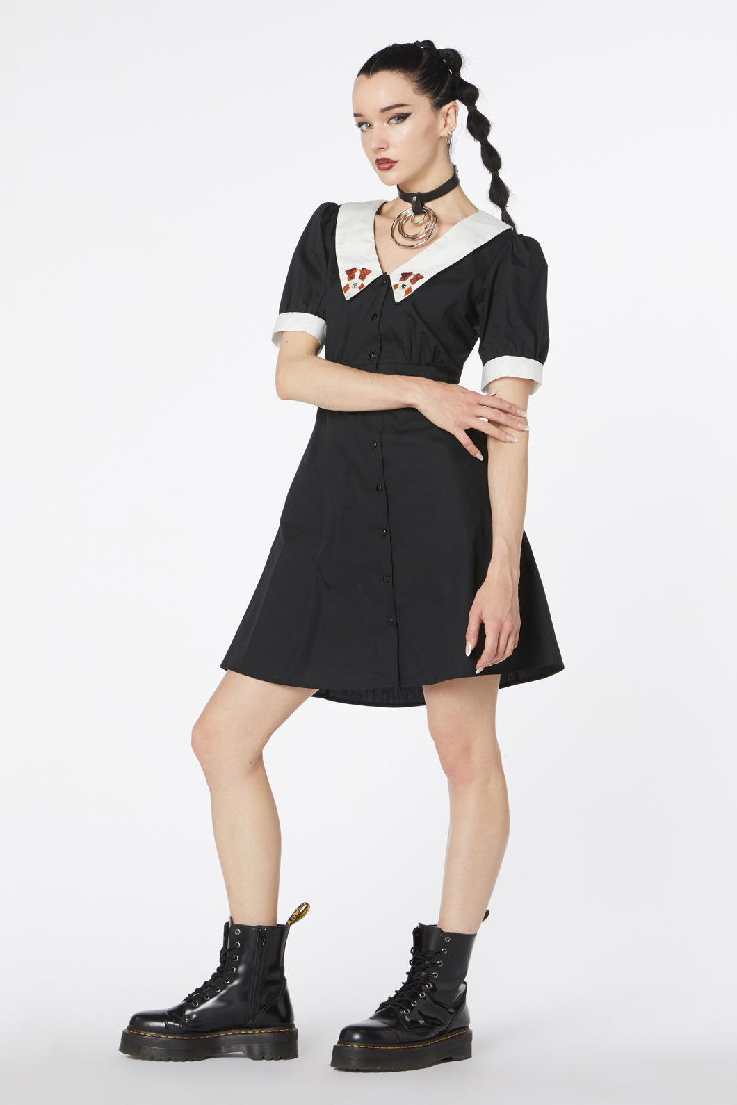  Puppy Embroidery Dress