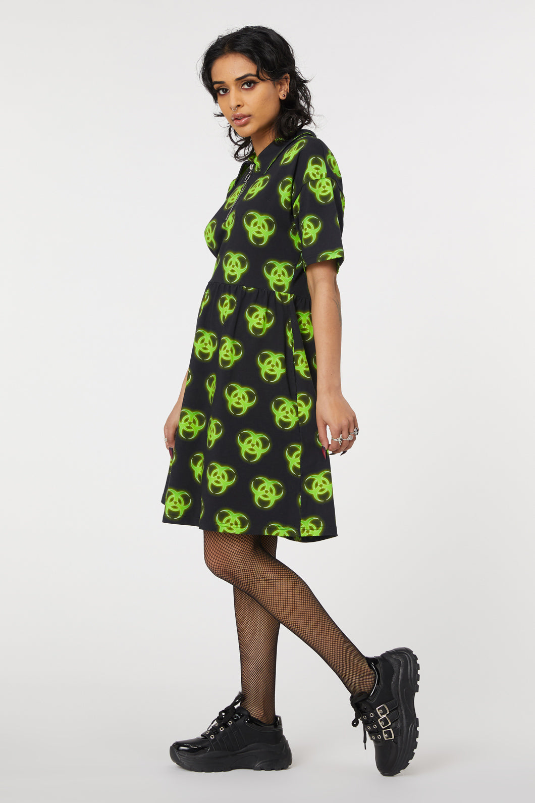  Biohazard Print Smock Dress