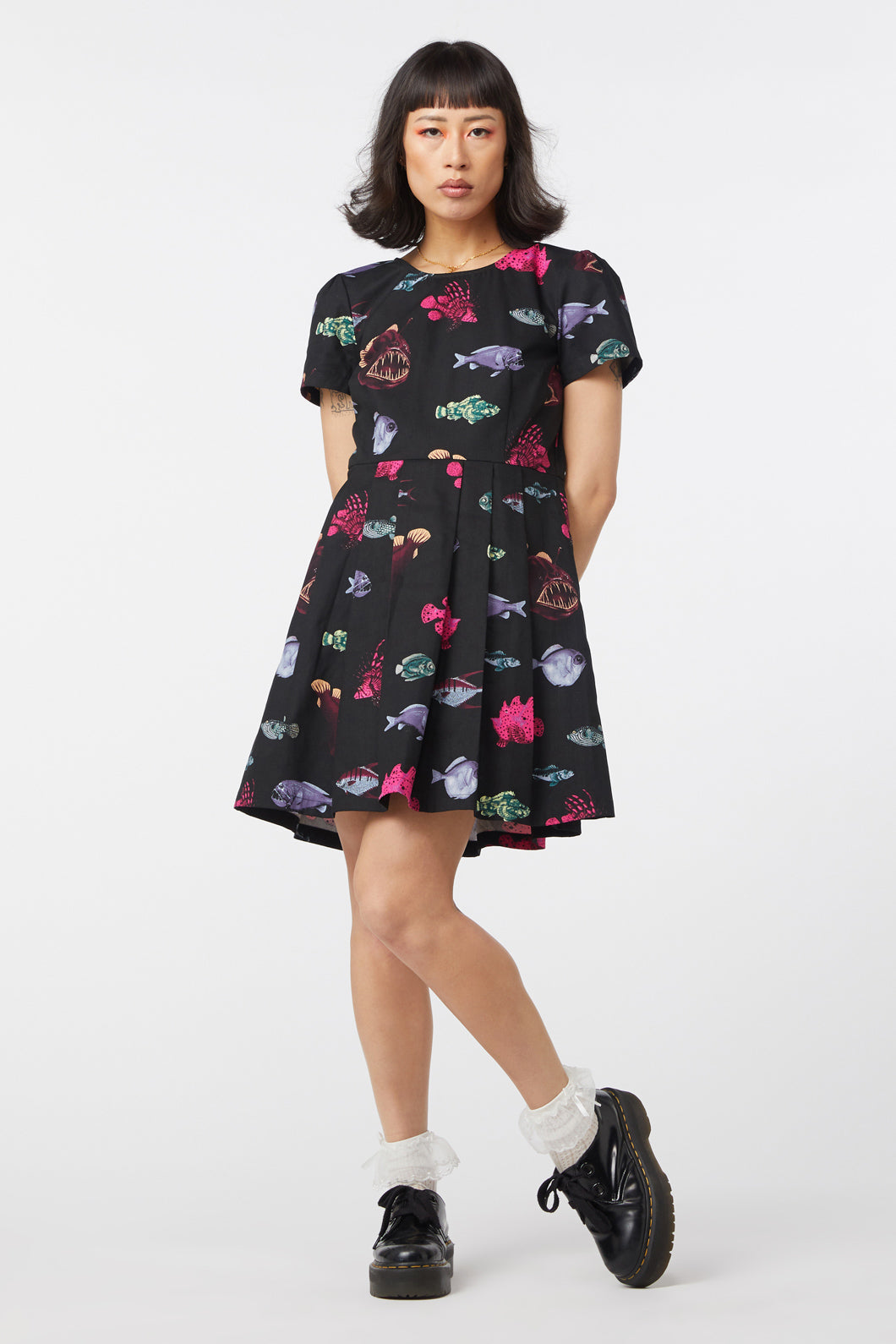  Deep Sea Pleated Dress
