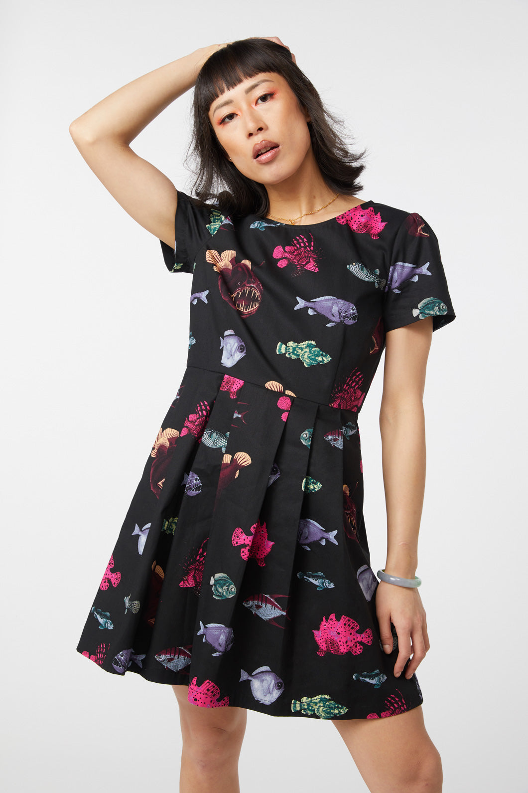  Deep Sea Pleated Dress