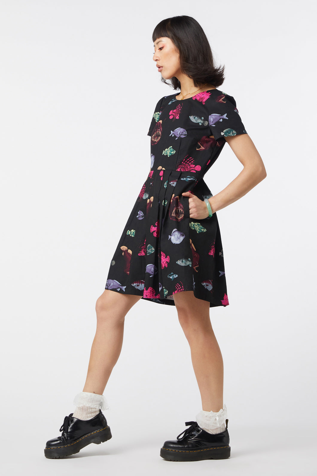  Deep Sea Pleated Dress