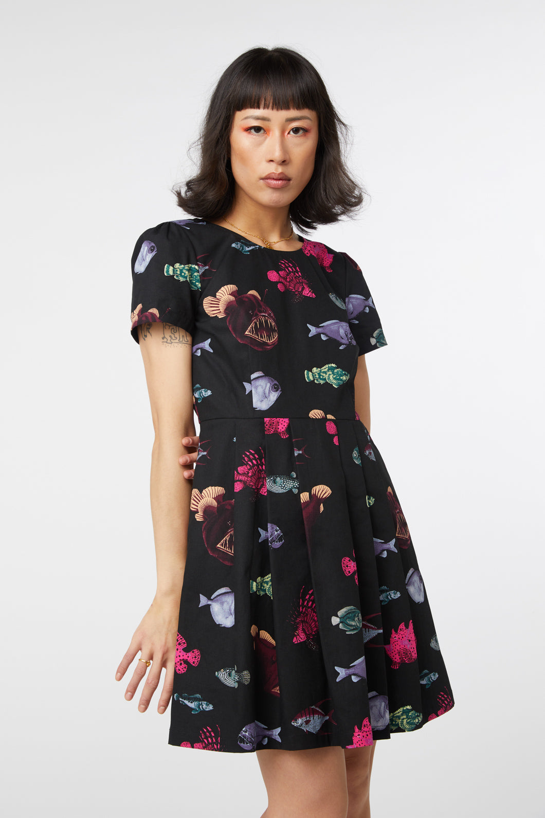  Deep Sea Pleated Dress