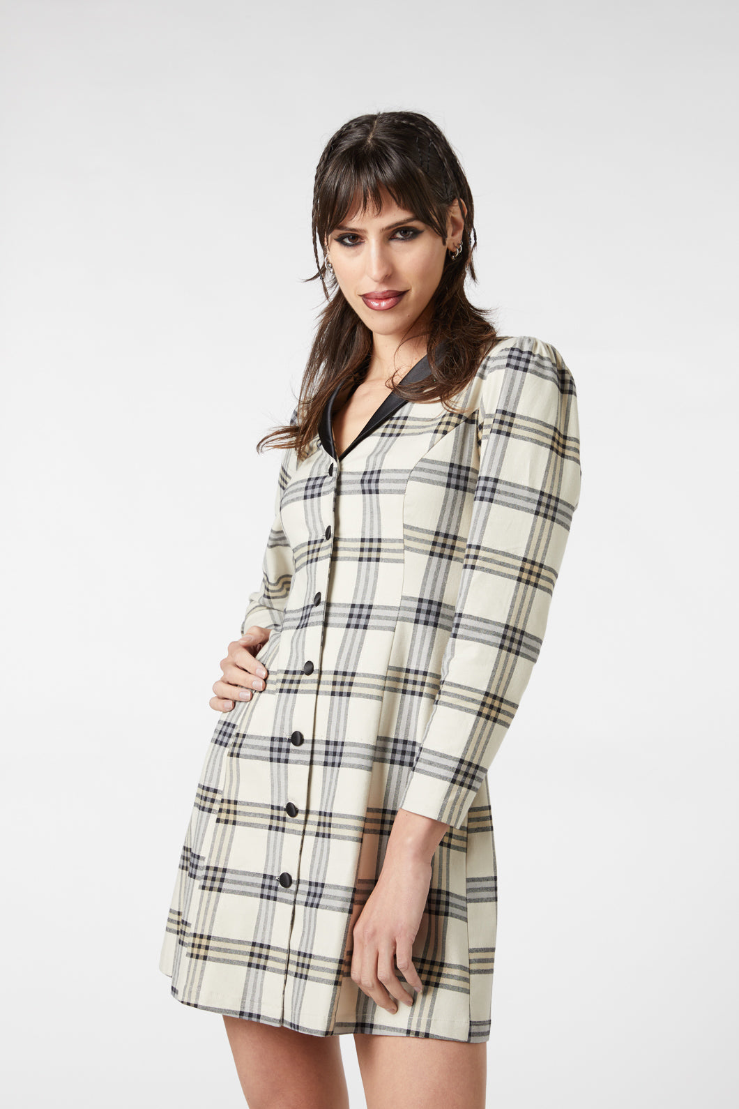  Crescent Tartan Long Sleeve Dress