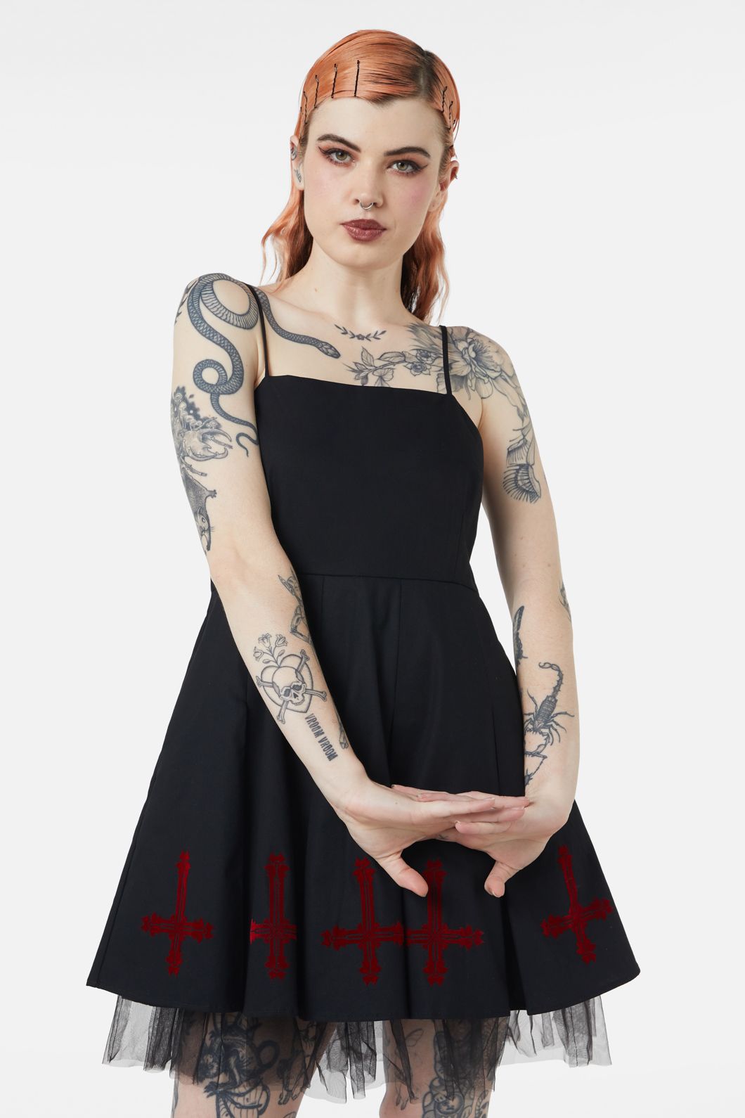  Hail Lilith Flocked Hem Bustier Dress