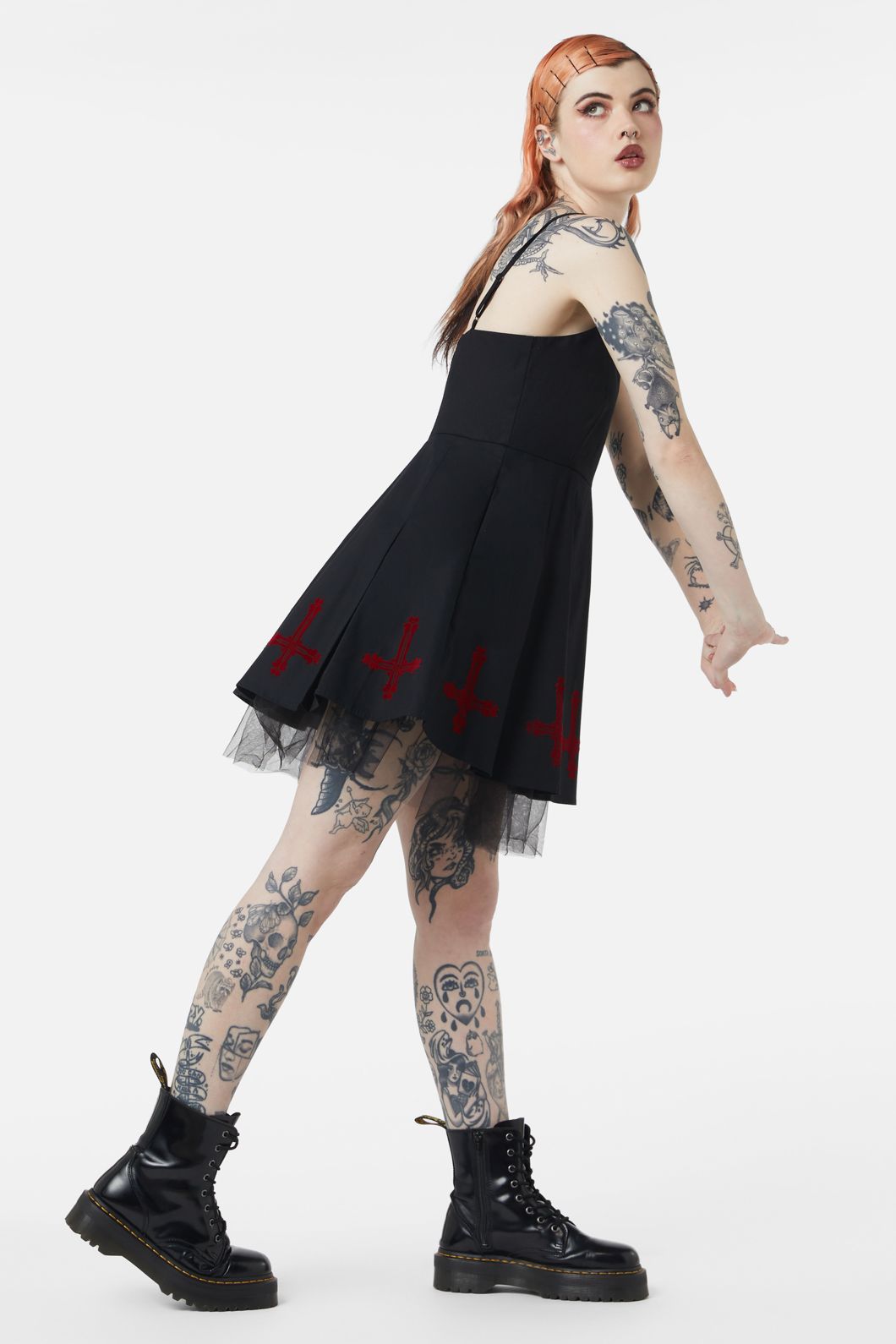  Hail Lilith Flocked Hem Bustier Dress