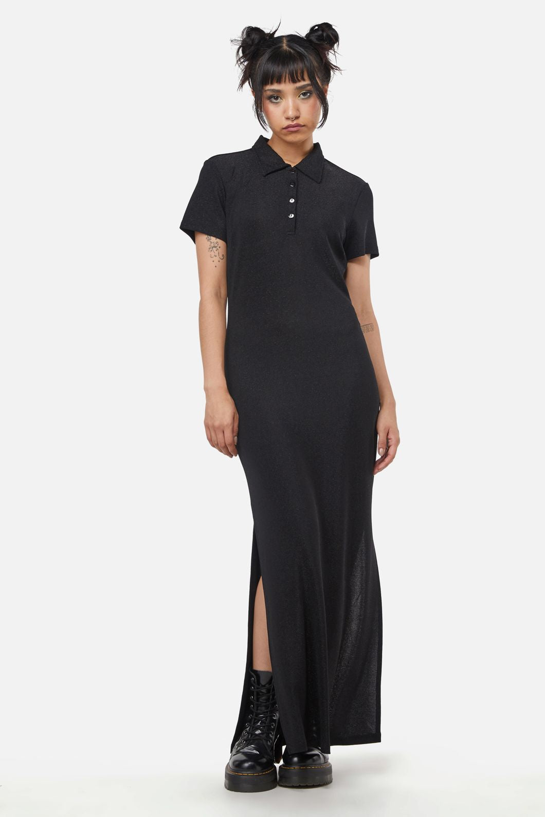  Glitter Mesh Midi Dress